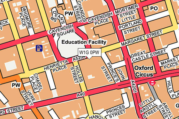 W1G 0PW map - OS OpenMap – Local (Ordnance Survey)