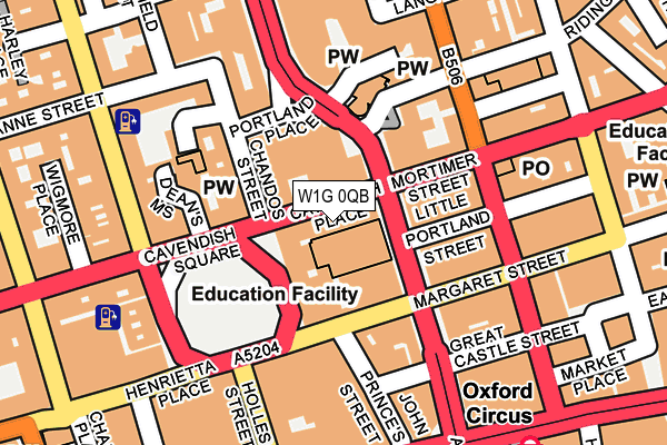 W1G 0QB map - OS OpenMap – Local (Ordnance Survey)