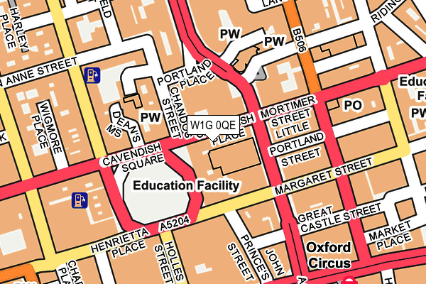 W1G 0QE map - OS OpenMap – Local (Ordnance Survey)