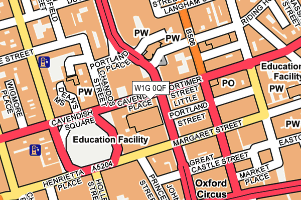 W1G 0QF map - OS OpenMap – Local (Ordnance Survey)