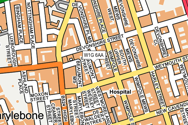 W1G 6AA map - OS OpenMap – Local (Ordnance Survey)