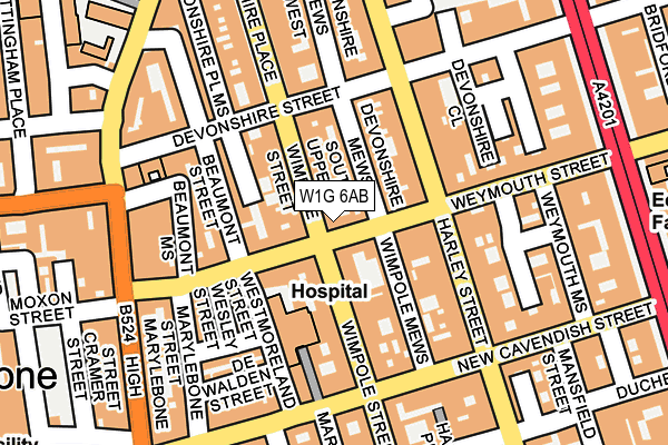 W1G 6AB map - OS OpenMap – Local (Ordnance Survey)