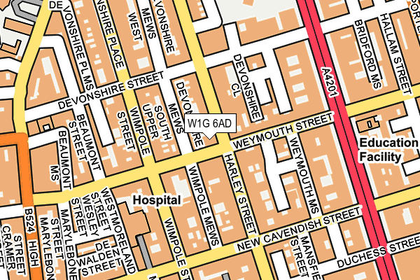 W1G 6AD map - OS OpenMap – Local (Ordnance Survey)