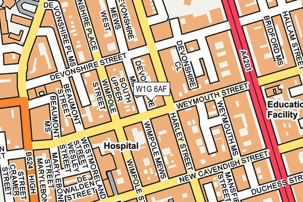 W1G 6AF map - OS OpenMap – Local (Ordnance Survey)
