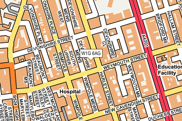 W1G 6AG map - OS OpenMap – Local (Ordnance Survey)