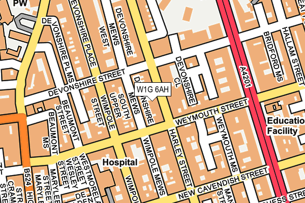 W1G 6AH map - OS OpenMap – Local (Ordnance Survey)