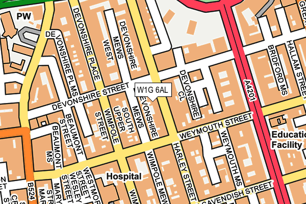W1G 6AL map - OS OpenMap – Local (Ordnance Survey)