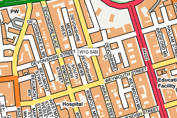 W1G 6AN map - OS OpenMap – Local (Ordnance Survey)