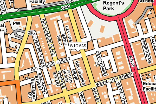 W1G 6AS map - OS OpenMap – Local (Ordnance Survey)