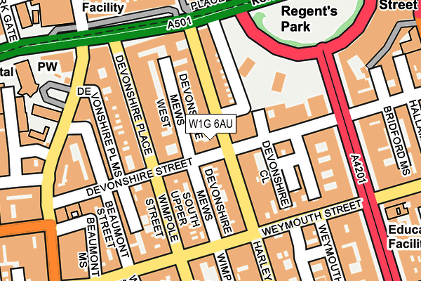 W1G 6AU map - OS OpenMap – Local (Ordnance Survey)