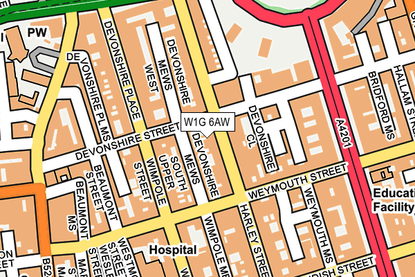 W1G 6AW map - OS OpenMap – Local (Ordnance Survey)