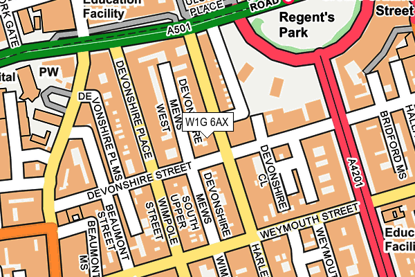 W1G 6AX map - OS OpenMap – Local (Ordnance Survey)