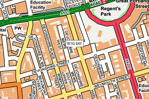 W1G 6AY map - OS OpenMap – Local (Ordnance Survey)