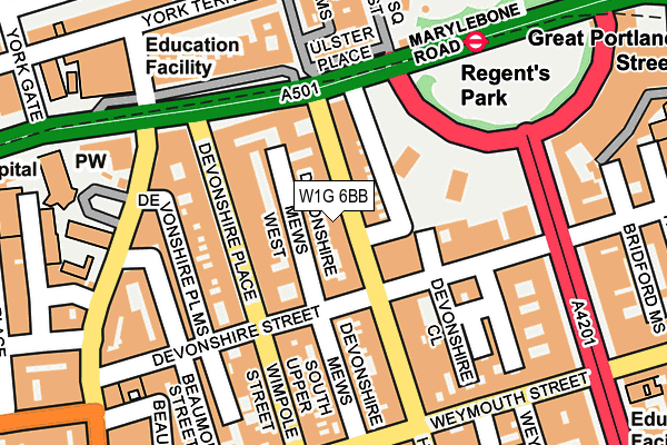 W1G 6BB map - OS OpenMap – Local (Ordnance Survey)
