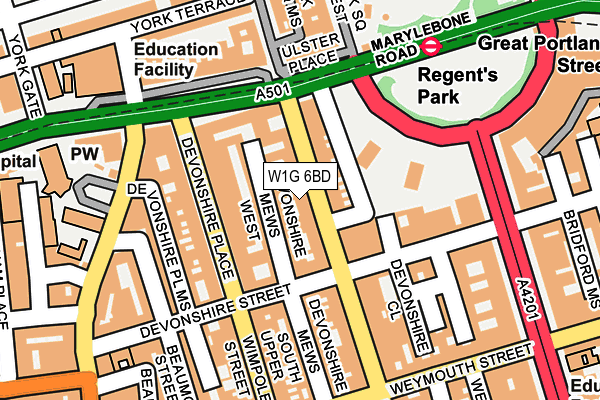 W1G 6BD map - OS OpenMap – Local (Ordnance Survey)