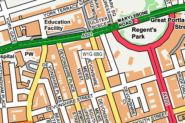 W1G 6BG map - OS OpenMap – Local (Ordnance Survey)