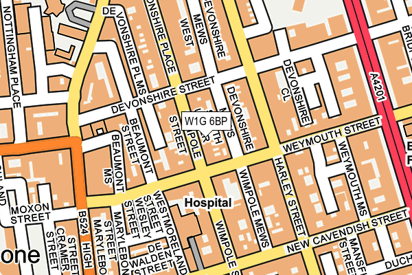 W1G 6BP map - OS OpenMap – Local (Ordnance Survey)