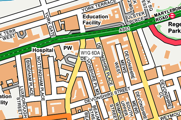W1G 6DA map - OS OpenMap – Local (Ordnance Survey)
