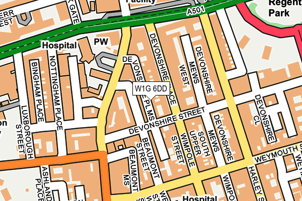 W1G 6DD map - OS OpenMap – Local (Ordnance Survey)