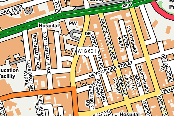 W1G 6DH map - OS OpenMap – Local (Ordnance Survey)