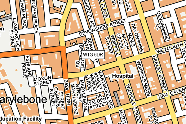 W1G 6DR map - OS OpenMap – Local (Ordnance Survey)