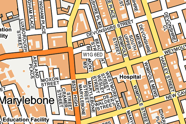 W1G 6ED map - OS OpenMap – Local (Ordnance Survey)