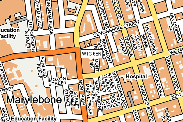 W1G 6EN map - OS OpenMap – Local (Ordnance Survey)