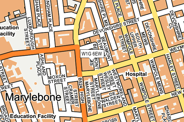 W1G 6EW map - OS OpenMap – Local (Ordnance Survey)