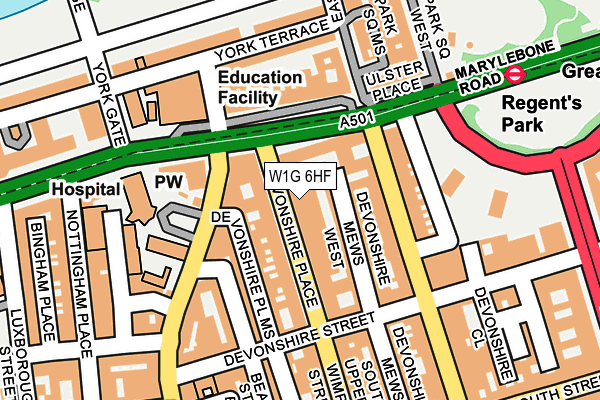 W1G 6HF map - OS OpenMap – Local (Ordnance Survey)