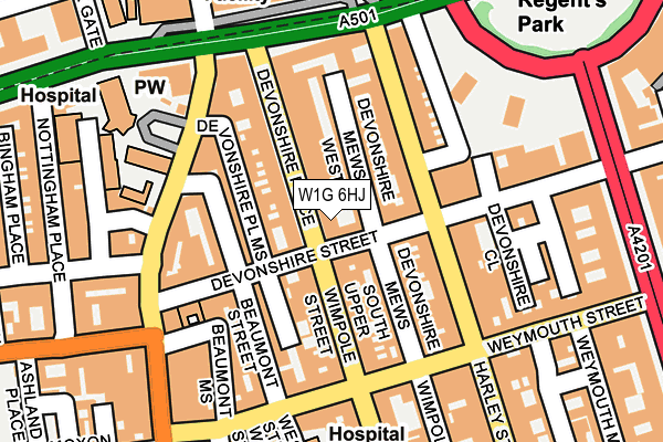 W1G 6HJ map - OS OpenMap – Local (Ordnance Survey)