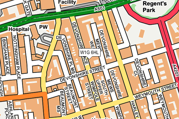 W1G 6HL map - OS OpenMap – Local (Ordnance Survey)