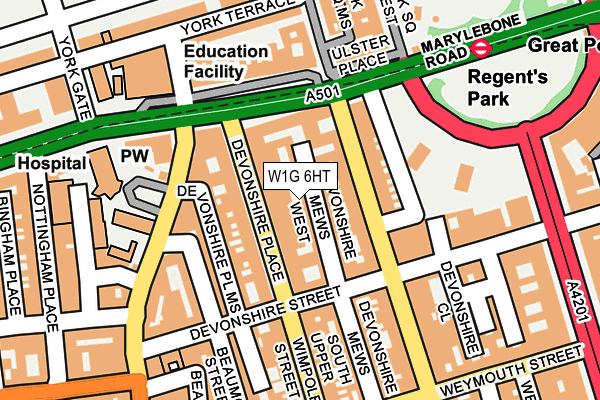 W1G 6HT map - OS OpenMap – Local (Ordnance Survey)
