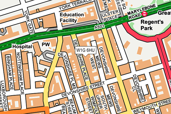 W1G 6HU map - OS OpenMap – Local (Ordnance Survey)