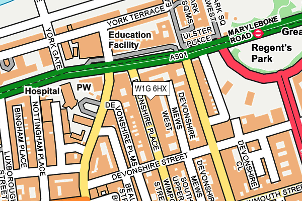 W1G 6HX map - OS OpenMap – Local (Ordnance Survey)