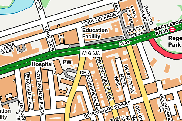 W1G 6JA map - OS OpenMap – Local (Ordnance Survey)