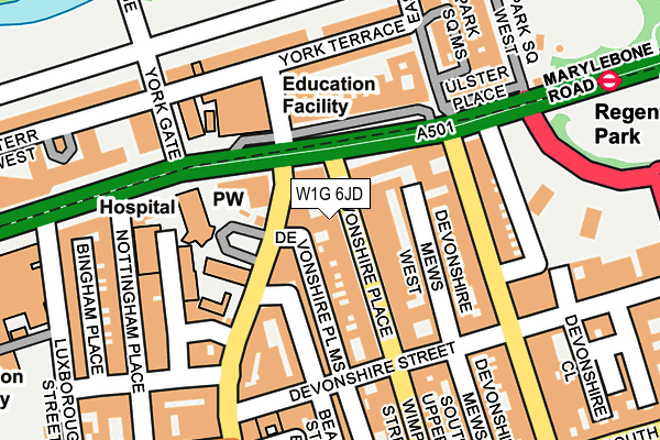 W1G 6JD map - OS OpenMap – Local (Ordnance Survey)