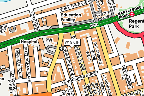 W1G 6JF map - OS OpenMap – Local (Ordnance Survey)