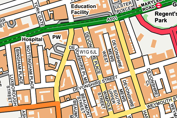 W1G 6JL map - OS OpenMap – Local (Ordnance Survey)