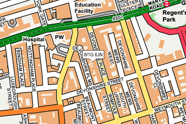 W1G 6JN map - OS OpenMap – Local (Ordnance Survey)