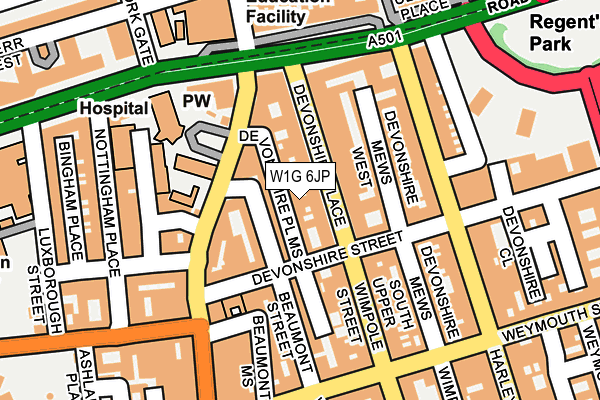 W1G 6JP map - OS OpenMap – Local (Ordnance Survey)