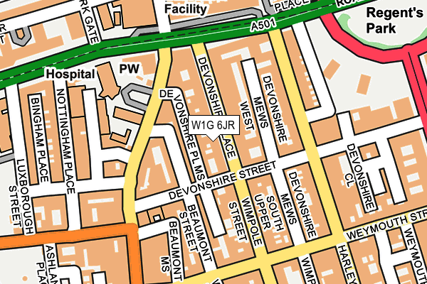 W1G 6JR map - OS OpenMap – Local (Ordnance Survey)