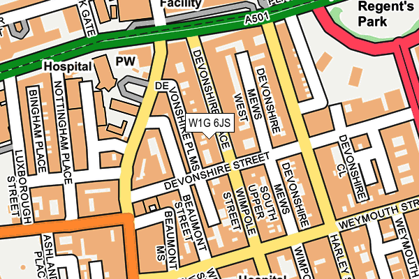 W1G 6JS map - OS OpenMap – Local (Ordnance Survey)