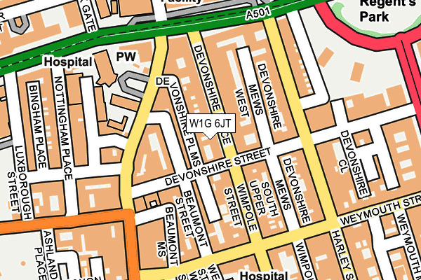 W1G 6JT map - OS OpenMap – Local (Ordnance Survey)