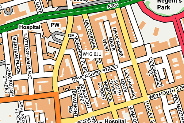 W1G 6JU map - OS OpenMap – Local (Ordnance Survey)