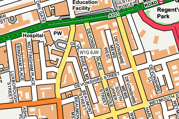 W1G 6JW map - OS OpenMap – Local (Ordnance Survey)