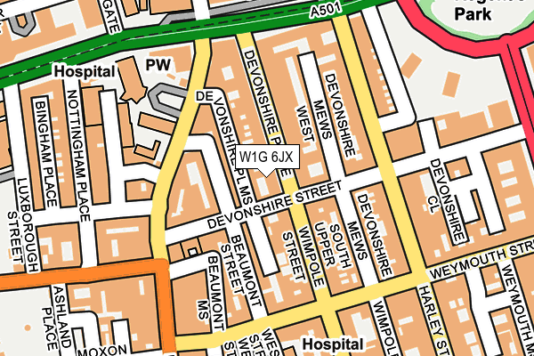 W1G 6JX map - OS OpenMap – Local (Ordnance Survey)