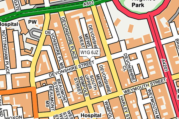 W1G 6JZ map - OS OpenMap – Local (Ordnance Survey)