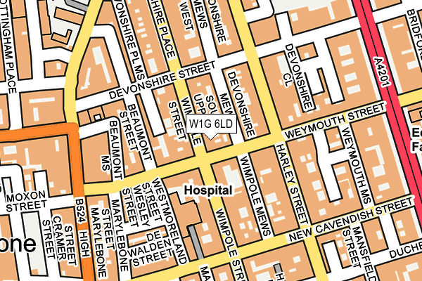 W1G 6LD map - OS OpenMap – Local (Ordnance Survey)