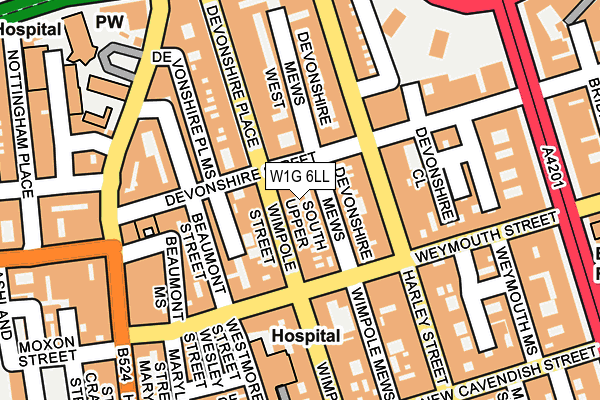 W1G 6LL map - OS OpenMap – Local (Ordnance Survey)