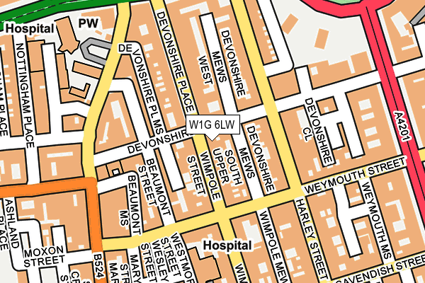 W1G 6LW map - OS OpenMap – Local (Ordnance Survey)